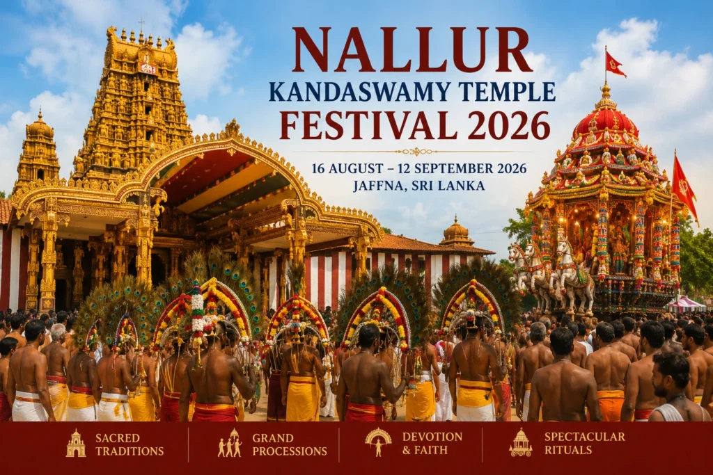 Devotees at Nallur Kandaswamy Temple Festival in Jaffna Sri Lanka.